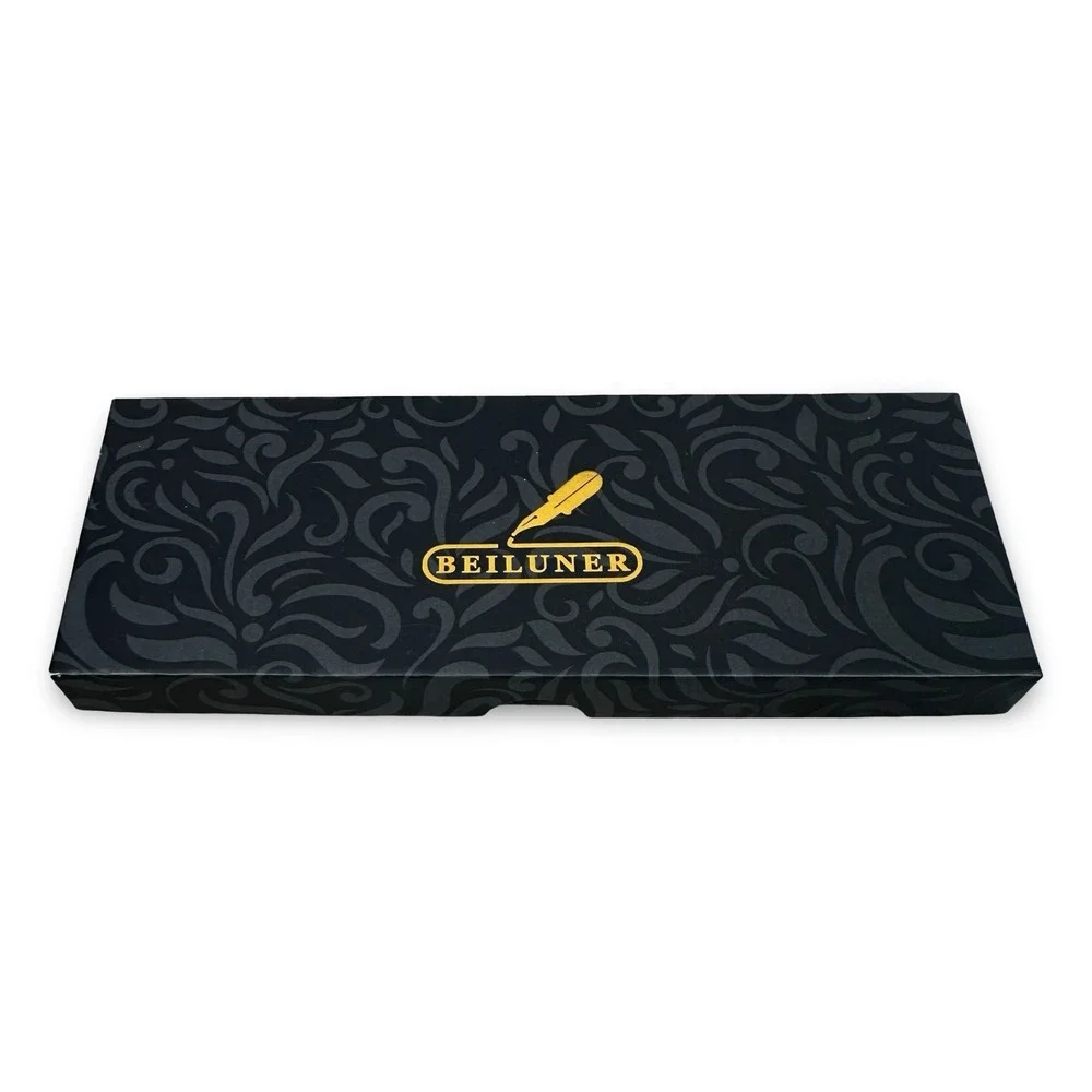 BEILUNER Gray and Gold 0.5mm Rollerball Pen Luxury Executive Writing Gift Box